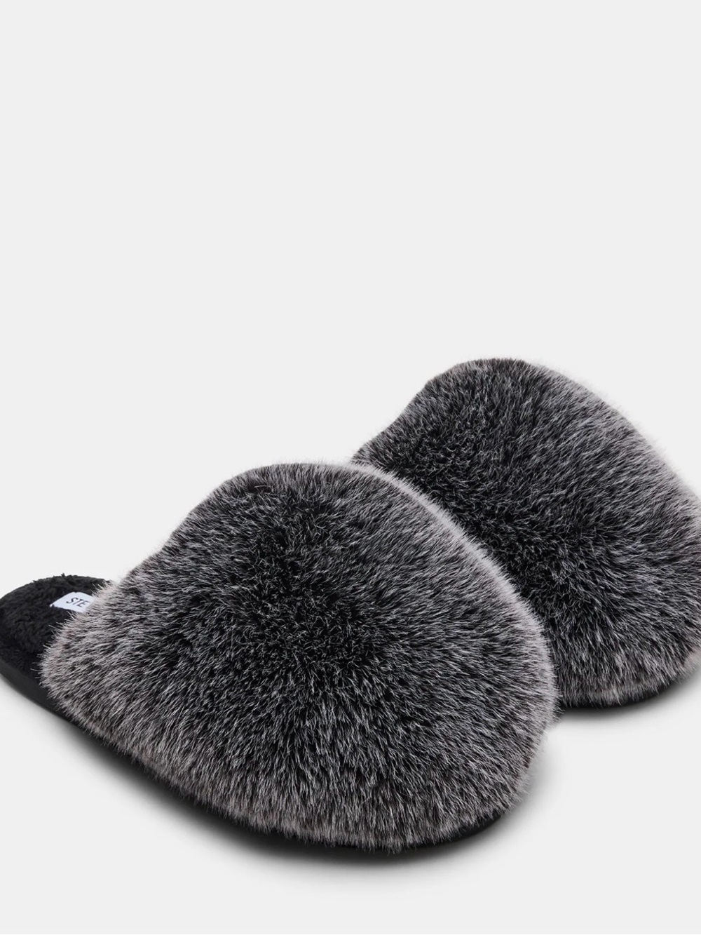 Steve Madden Poof Gray Faux Fur Slide Slippers